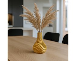Lukana Moderne Bloemenvaas Glans - Vaas Droogbloemen - Goud - Tafeldecoratie - Decoratie Woonkamer Tafel - 3D-ontwerp in Duurzaam PLA-materiaal - Cadeau voor Vrouw - Cadeautje voor Haar