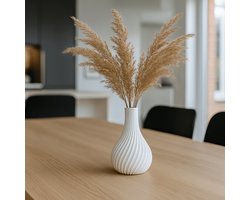 Lukana Moderne Bloemenvaas Glans - Vaas Droogbloemen - Wit - Tafeldecoratie - Decoratie Woonkamer Tafel - 3D-ontwerp in Duurzaam PLA-materiaal - Cadeau voor Vrouw - Cadeautje voor Haar