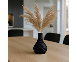 Lukana Moderne Bloemenvaas Glans - Vaas Droogbloemen - Zwart - Tafeldecoratie - Decoratie Woonkamer Tafel - 3D-ontwerp in Duurzaam PLA-materiaal - Cadeau voor Vrouw - Cadeautje voor Haar
