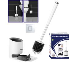 Lukana WC Borstel - Siliconen Toiletborstel met Houder - Vrijstaand of Hangend - Sneldrogend, Hygiënisch & Antibacteriële Werking - Zonder Boren - Toilet Brush - Toiletborstel Houder - Lekbak