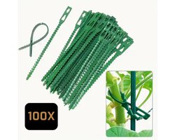 LUKARDIE® Verstelbare Plantenbinders – 100 Stuks – 13cm – Groen – Hersluitbare Plantenclips – Boombinders – Plantenondersteuning & Geleiding – Duurzaam Kunststof