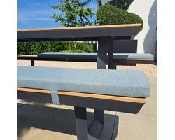 LuLu Luxe Picknickbank Kussen - 150x24 cm - 1 Stuk - Waterafstotend Tuinkussen - Blauw - 4cm Dik - Met bevestigingsbanden.