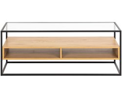 Luma - TV-meubel van glas, hout en metaal L120cm