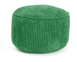 Lumaland Sitzsack Pouf aus Cord | KLumaland zitzak poef van corduroy | Compacte 50L gaming poef met 3-in-1-functie: comfortabele kruk, handig tafeltje en stijlvolle voetenbank voor binnenshuis | Ø 25 x 45 cm - Donkergroen