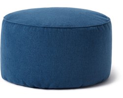 Lumaland Zitzak poef | Compacte zitzak met 3-in-1-functie: comfortabele poef, handig tafeltje en stijlvolle voetenbank voor binnen en buiten | Met flexibele EPS-vulling | Ø 25 x 45 cm - Donkerblauw