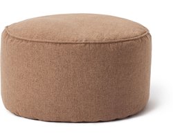 Lumaland Zitzak poef | Compacte zitzak met 3-in-1-functie: comfortabele poef, handig tafeltje en stijlvolle voetenbank voor binnen en buiten | Met flexibele EPS-vulling | Ø 25 x 45 cm - Bruin