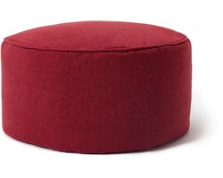 Lumaland Zitzak poef | Compacte zitzak met 3-in-1-functie: comfortabele poef, handig tafeltje en stijlvolle voetenbank voor binnen en buiten | Met flexibele EPS-vulling | Ø 25 x 45 cm - Rood