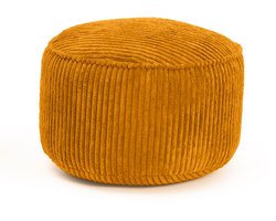 Lumaland zitzak poef van corduroy | Compacte 50L gaming poef met 3-in-1-functie: comfortabele kruk, handig tafeltje en stijlvolle voetenbank voor binnenshuis | Ø 25 x 45 cm - Mosterdgeel