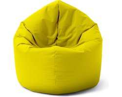 Lumaland Zitzak voor binnen en buiten, ronde 2-in-1 zitzak voor binnen en buiten, 300 l vulling, 120 x 80 x 75 cm, waterafstotend en robuust, geel