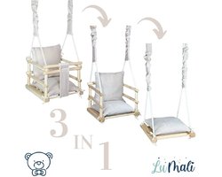 LuMali Kinderschommel 3 in 1 Beige - Baby Schommel - Baby swing -Schommel die Meegroeit met je Kindje