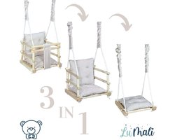 LuMali Kinderschommel 3 in 1 Beige - Baby Schommel - Baby swing -Schommel die Meegroeit met je Kindje