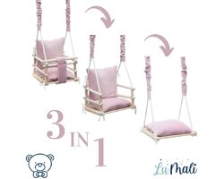 LuMali Kinderschommel 3 in 1 Roze - Baby Schommel - Baby swing -Schommel die Meegroeit met je Kindje