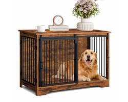 LUMÈ STORE Hondenbench meubel - Hondenhok - Bench Hond - Dressoir Kasten - 2 Deuren – Anti Kauw Krasbestendig – Binnen – Bruin