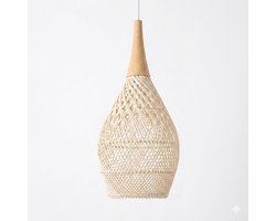 LUMÉ STORE Rotan Hanglamp - Boho Kroonluchter - Handgeweven - E27 - Sfeerverlichting - Woonkamer & Keuken - 25x50cm - Beige