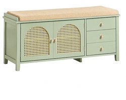 LUMÉ STORE Schoenenbank - Schoenenkast - Halbank - Schoenenrek - Verstelbare Plank - 150kg - MDF - 100x46x34cm - Groen