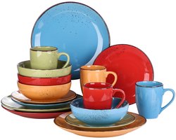 LUMÈ STORE Serviesset 16-delig – 4 Personen – Porselein – Borden, Kommen & Mokken – Magnetron & Vaatwasser Bestendig – Multicolor
