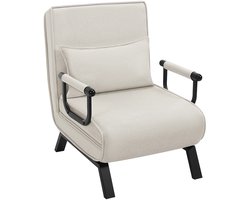 LUMÉ STORE Slaapbank 3-in-1 - Slaapstoel - Fauteuil - Logeerbed - Verstelbare Rugleuning - 5 Standen - 150KG - Linnen - Beige