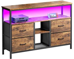 LUMÈ STORE TV-meubel 108 cm - TV-standaard met 4 laden - TV Kast - Opbergkast voor woonkamer, slaapkamer of hal - Bruin Rustiek