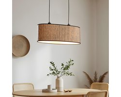 LumenXL 2-lichts moderne hanglamp Esmora zwart - ovale stoffen kap