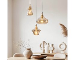 LumenXL - 3-lichts design hanglamp Calypso - amber glazen kappen