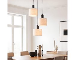 LumenXL 3-lichts hanglamp Linne - ronde stoffen kappen in beige linnen