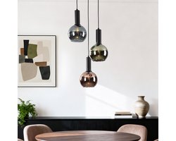 LumenXL Design hanglamp Imme - grijsblauw smoke-, groen- - koperglas – 3-lichts