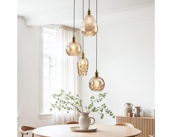 LumenXL - Design hanglamp Nilo – 4-lichts amber glas - bolling