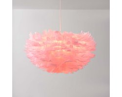 LumenXL Design hanglamp Pluma in zacht roze - veren