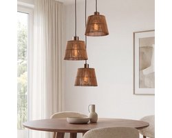 LumenXL Design hanglamp Tami 3-lichts - naturel bamboe - warm brons