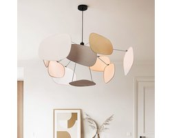 LumenXL Design hanglamp Zandor - luchtige linnen kappen in zachte tinten