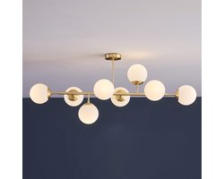 LumenXL - Design plafondlamp Osem - Goud - Melkwit glazen bollen - E14