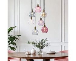 LumenXL - Eetkamer hanglamp Liya - 7-lichts - Gekleurd glas - E27
