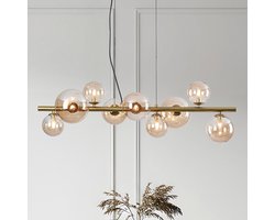 LumenXL - Gouden design hanglamp - amber glas, 9-lichts - Ennea