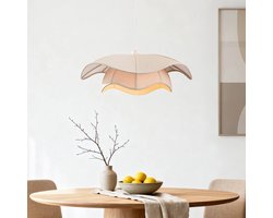 LumenXL Hanglamp Vea - organische beigegrijze linnen kap