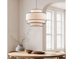 LumenXL Hanglamp wit - 3-laagse stoffen kap - Zenza