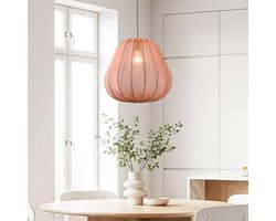 LumenXL - Japandi hanglamp Brunel - terra roze stoffen kap