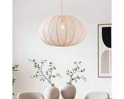 LumenXL Japandi hanglamp Fayra – ronde kap - lichtbeige stof Ø60 cm