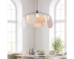 LumenXL Linnen hanglamp, wit - zwart - Floare