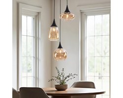 LumenXL Moderne hanglamp - amber glas, 3-lichts - Loua