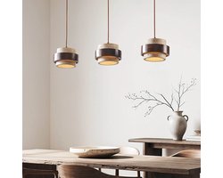 LumenXL Natuurlijke 3-lichts hanglamp Travé - travertin (natuursteen) - hout