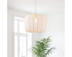 LumenXL Stoffen hanglamp Wivra – Japandi stijl - lichtbeige kap in zachte vierkante vorm