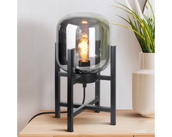 LumenXL - Tafellamp Duuk - Smoke glas - Zwart frame - Industrieel