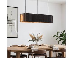 LumenXL Zwarte houten hanglamp Hema - natuurlijke binnenkant – 3-lichts