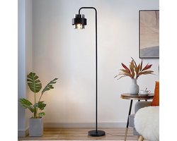 LumenXL - Zwarte vloerlamp met smoke glas - Fyke