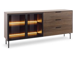 Lumi 2d3s - Commode met planken en lades - ladekast met ledverlichting - breedte 181 cm - op hoge metalen poten - meubels voor de woonkamer