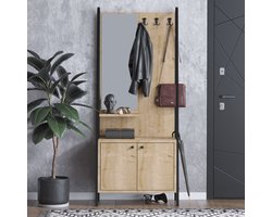 Lumi Kapstok | 100% MELAMINE | Eiken, Zwart - Emob - Halmeubel - Bruin - Spaanplaat