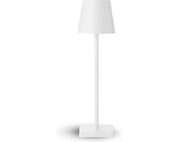 Lumi Tafellamp Oplaadbaar - Draadloos en Dimbaar - Moderne Touch Lamp - Tafellamp buiten - Bureaulamp Woonkamer - Nachtlamp Slaapkamer - Leeslamp - 5200mAh Batterij - IP65 Waterdicht - Industrieel - 38 cm - Wit
