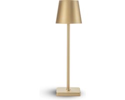 Lumi Tafellamp Oplaadbaar - Draadloos en Dimbaar - Moderne Touch Lamp - Tafellamp Buiten - Bureaulamp Woonkamer - Nachtlamp Slaapkamer - Leeslamp - Schemerlamp - 5200mAh Batterij - IP65 Waterdicht - Industrieel - 38 cm - Goud