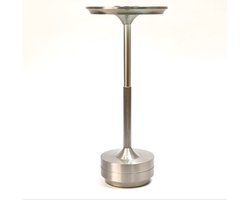 Lumiasfer - Tafellamp 'Lucerna' - Oplaadbare tafellamp met 3 kleurinstellingen, traploos dimbaar, soft-touch bediening - zilver - voor horeca, slaapkamer, huiskamer, terras