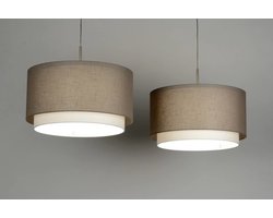 Lumidora Hanglamp 30132 - BERLIN - 2 Lichts - E27 - Taupe - Textiel